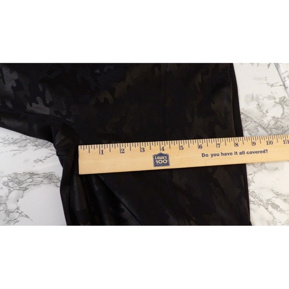 Spanx Ankle Leggings Black Camouflage Mid-Rise Wide Waistband Stretch Size Small - Picture 8 of 15